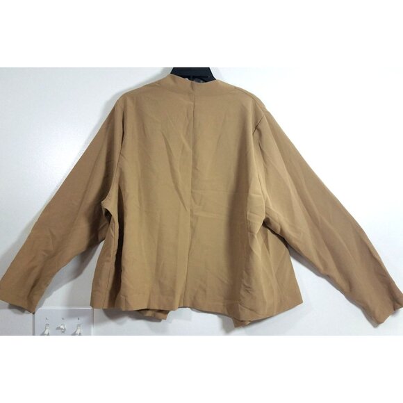 Spacegirlz Womens Tan Open Front Blazer Cropped Size 3X Polyester Blend Spandex - Picture 2 of 6